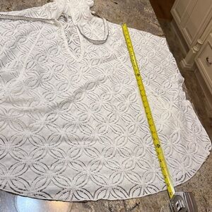 Trina Turk Elegant White/Off White Lace Women's Swim Cover Up with a hood.